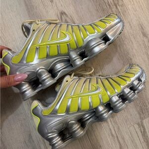 Nike Shox Sneakers in Neon Yellow & Silver Metallic